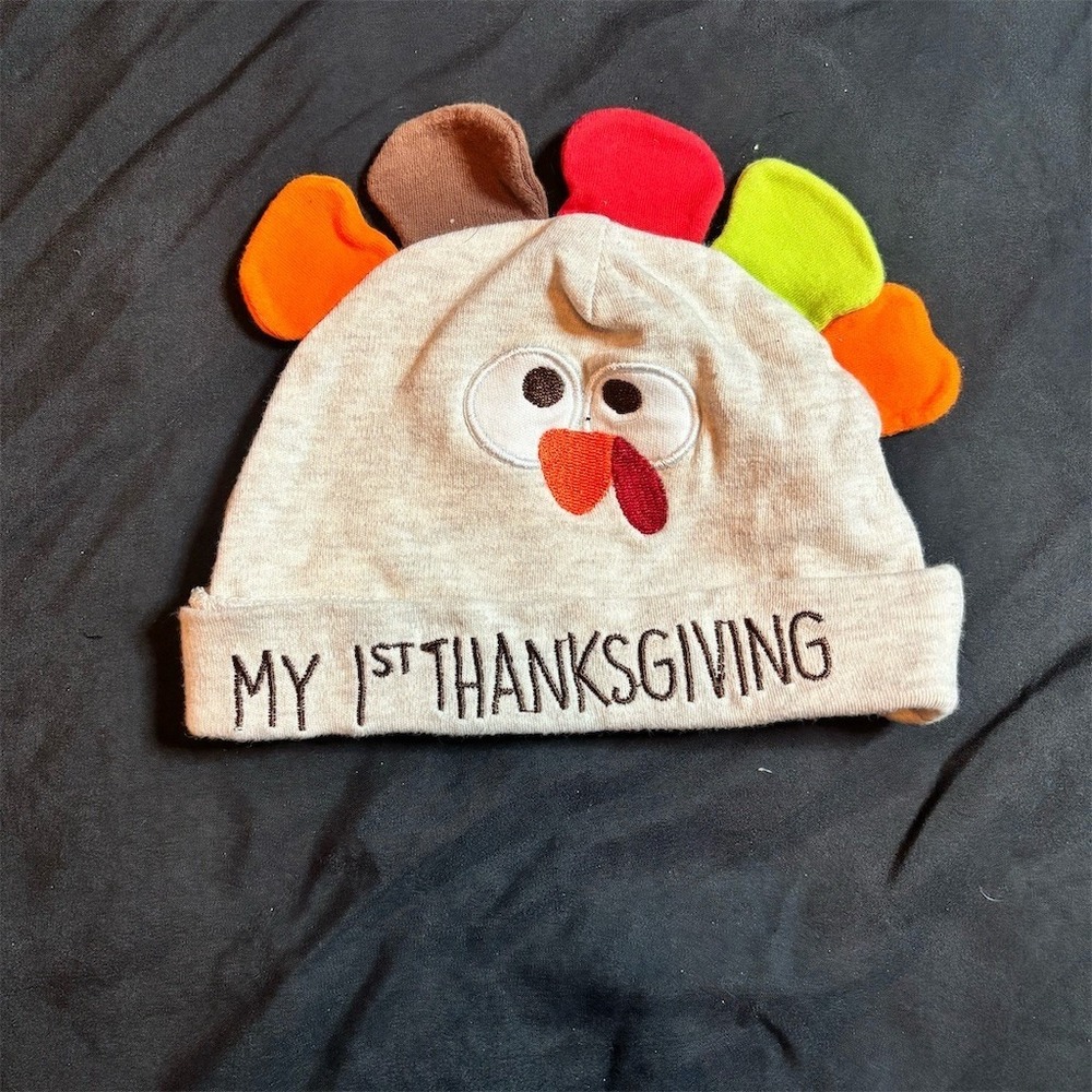Do it Best Baby My 1st Thanksgiving Turkey Beanie Hat Beige Unisex newborn cap